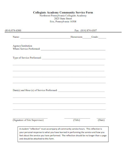 Academy Community Service Form