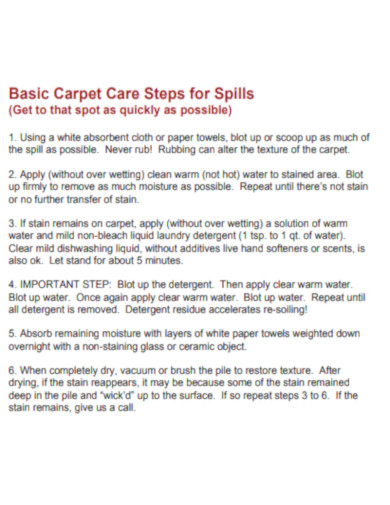 Basic Carpet Care Steps for Spills