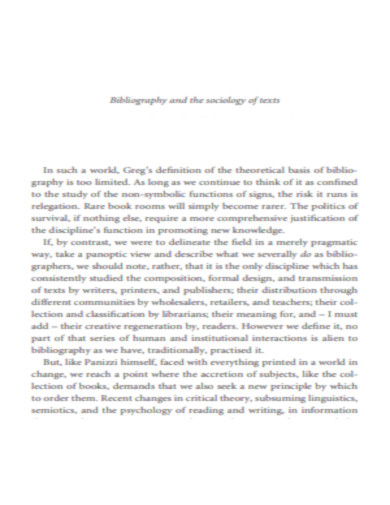 Bibliography Sociology of Texts