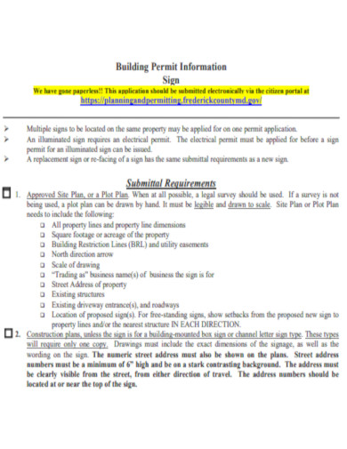 Building Permit Information Sign