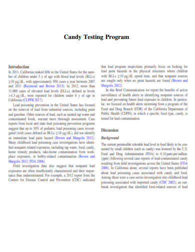 Candy Testing Program