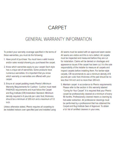 Carpet Warranty