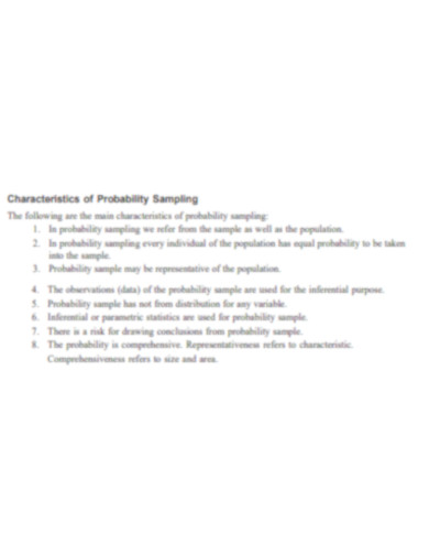 Characteristics of Probability Sampling