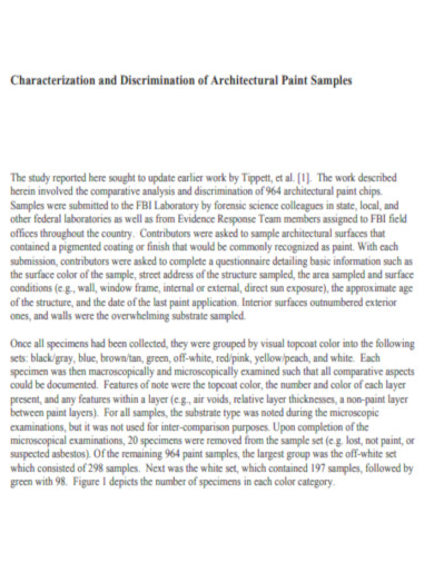 Characterization and Discrimination of Architectural Paint Samples