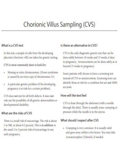 Chorionic Villus Sampling Test