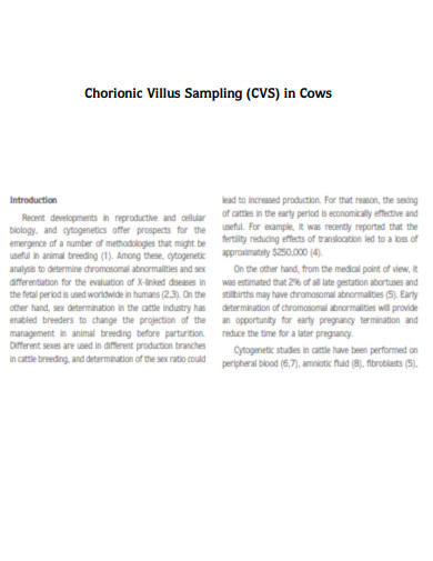 Chorionic Villus Sampling in Cows