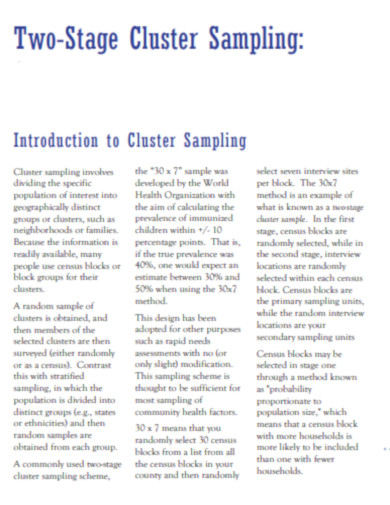 Cluster Sampling Example