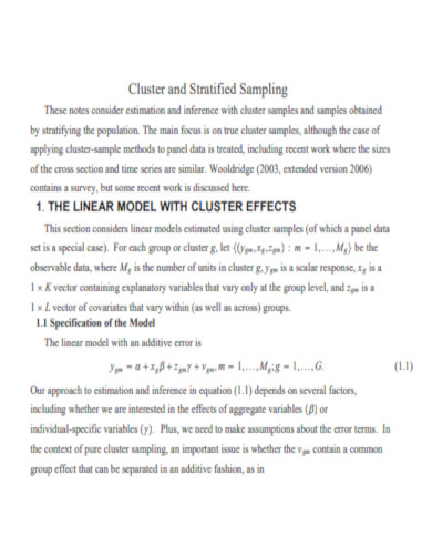 Cluster and Stratified Sampling