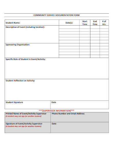 Community Service Documentation Form