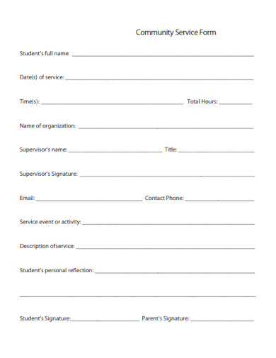 Community Service Form Document