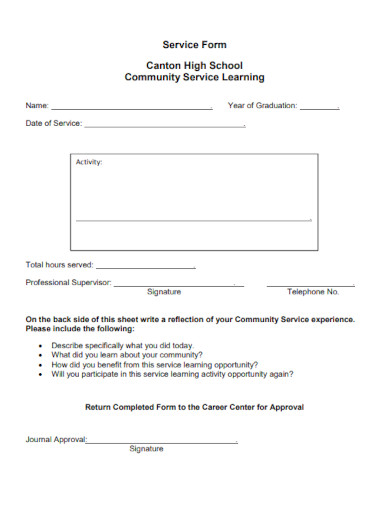 Community Service Learning Form