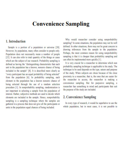 Comparision of Convenience Sampling