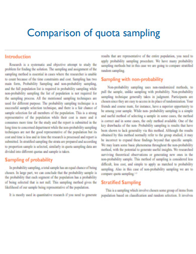 Comparison of Quota Sampling