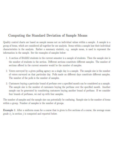 Computing the Standard Deviation of Sample Means