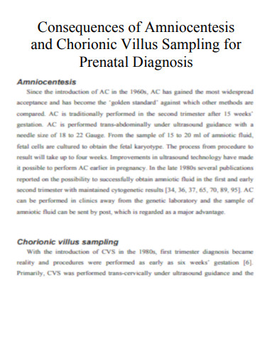 Consequences of Chorionic Villus Sampling