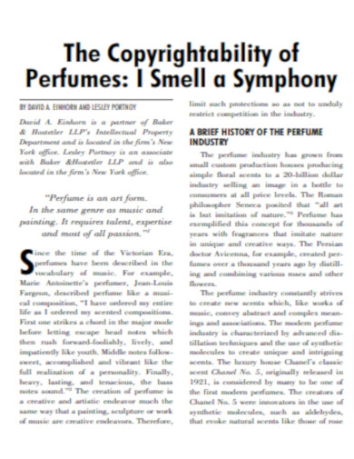 Copyrightability of Perfume
