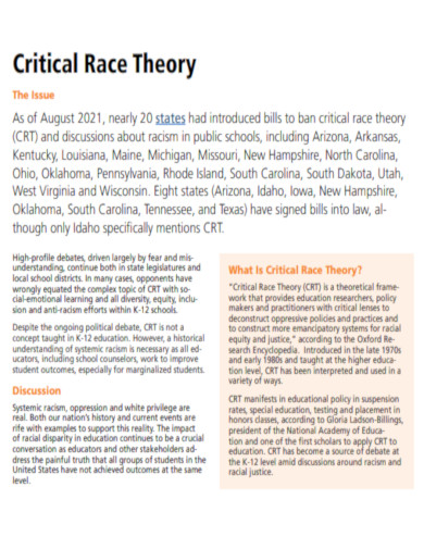 Critical Race Theory Issue