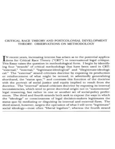 Critical Race Theory Observations on Methodology 
