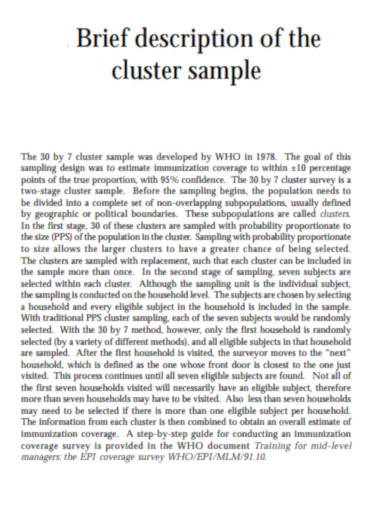 Descrition of Cluster Sampling