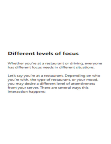 Different levels of focus