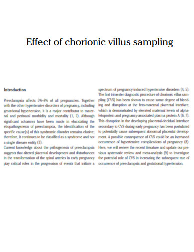 Effect of Chorionic Villus Sampling