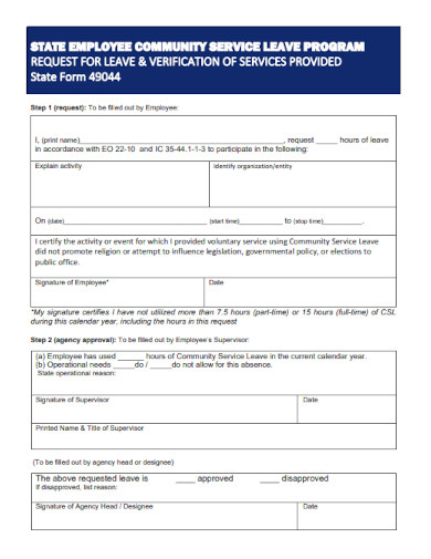 Employee Community Service Form