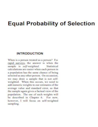 Equal Probability of Selection
