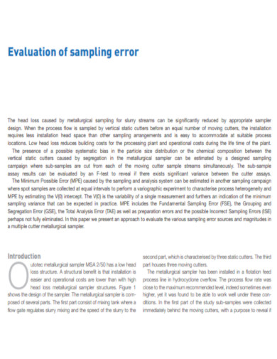 Evaluation of sampling error