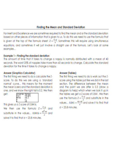 Finding the Mean and Standard Deviation