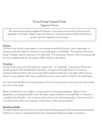 Focus Group Consent Form