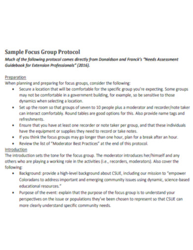 Focus Group Protocol