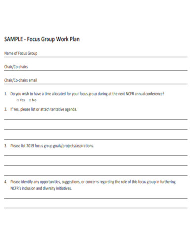 Focus Group Work Plan