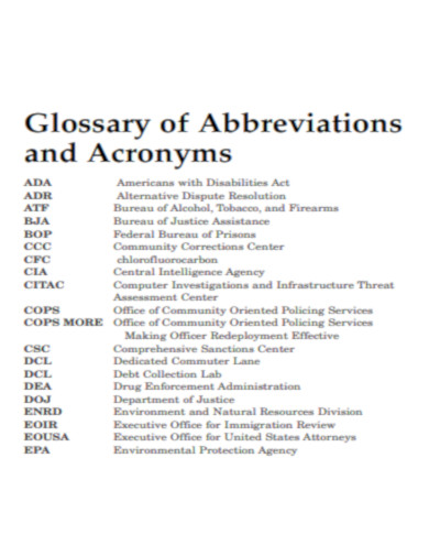 Glossary of Abbreviations and Acronyms