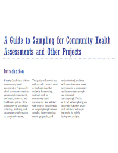 Guide to Sampling for Community Health Assessments