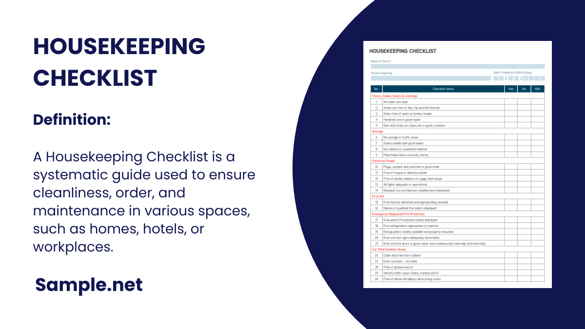 housekeeping checklist