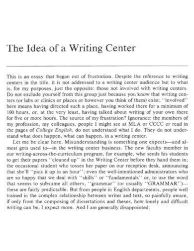 Idea of a Writing Center