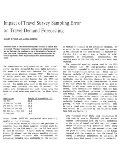 Impact of Travel Survey Sampling Error