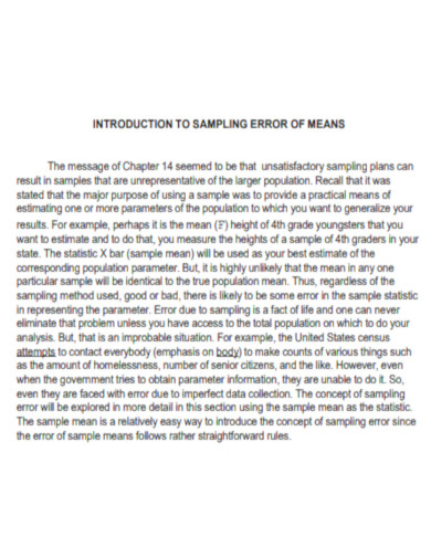 Introduction to Sampling Error