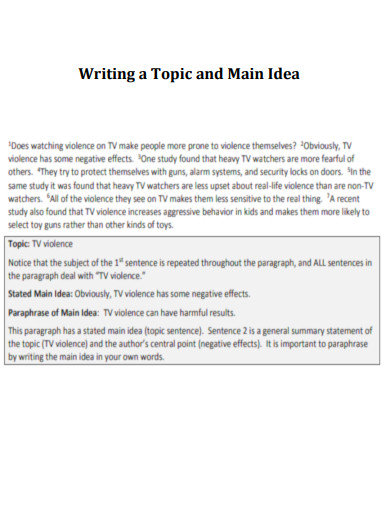 Main Idea of Writing