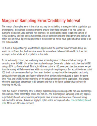 Margin of Sampling Error
