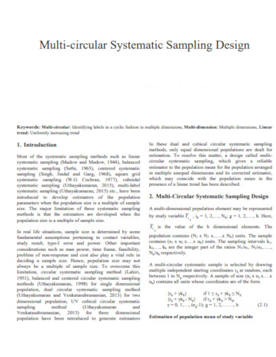 Multi circular Systematic Sampling Design
