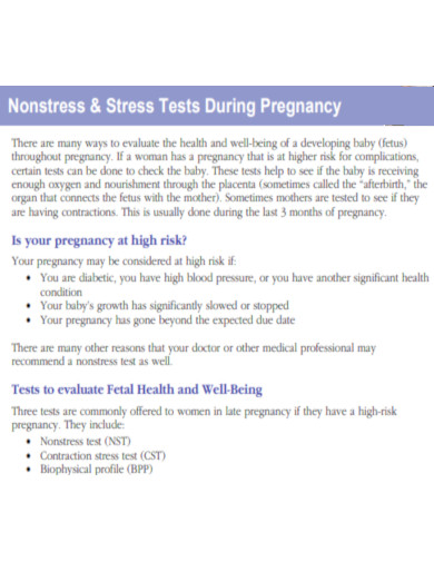 Nonstress Stress Tests During Pregnancy