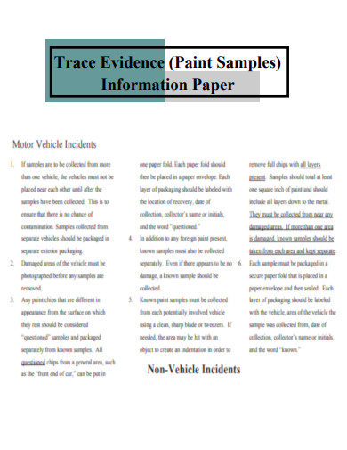 Paint Samples Information Paper