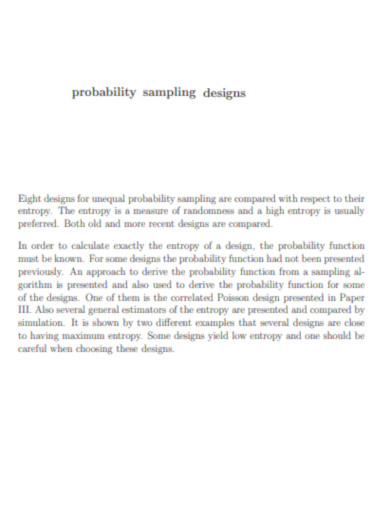 Probability Sampling Designs