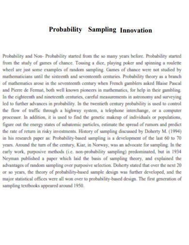 Probability Sampling Innovation 