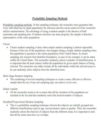 Probability Sampling Method
