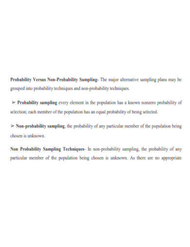 Probability Versus Non Probability Sampling 