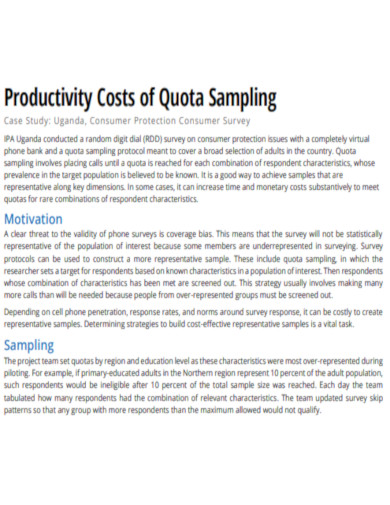 Productivity Costs of Quota Sampling