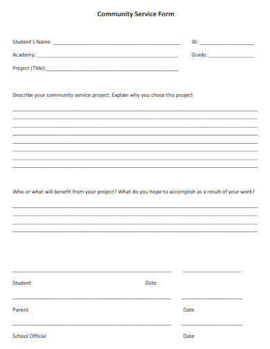 Professional Community Service Form