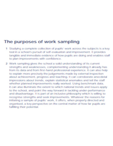 Purposes of Work Sampling